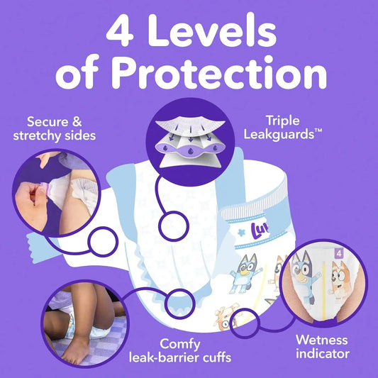 Luvs Size 3 Baby Diapers, Platinum Protection Bluey Diapers for Day & Night,Size 3 (16-28 lbs), 234 Count